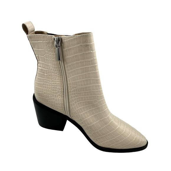 BP Nordstrom | Women’s 6.5 Baylee Ivory Faux Leather Western Ankle Boots Croco - Picture 4 of 13